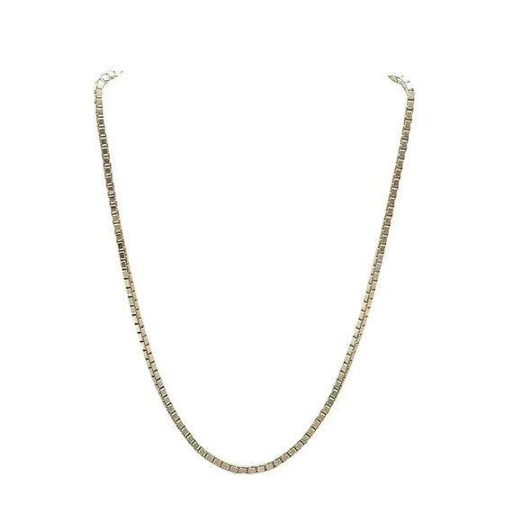 Sterling Silver Box Chain Necklace 15" With Spring Ring Clasp Vintage 12.6g - Picture 1 of 6